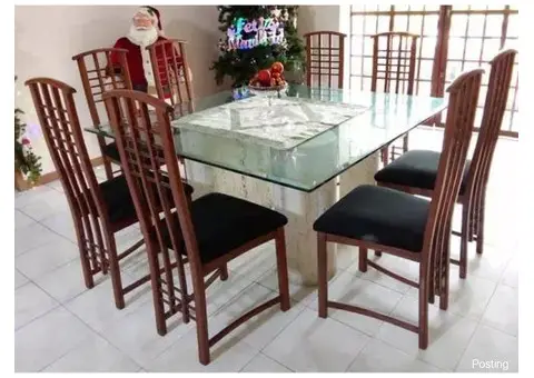 Hermosa Mesa Comedor De Lujo De Vidrio Y Mármol - 1/3