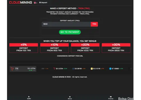 Template for creating a website for mining in the TRX Tron cloud - 1/4