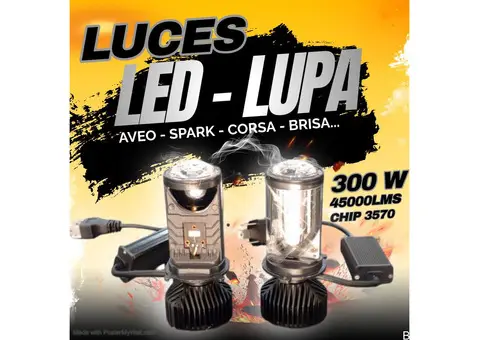 Bombillos Luces Led h4 Lupa 45000 Lumenes (Aveo, Corsa, Terios, Grand Vitara, Spark, Otros).